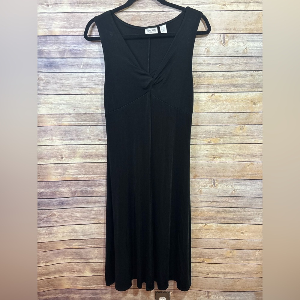 Chico's Travelers Sleeveless Tank Twist Front Black Dress Size 1 (US Medium)